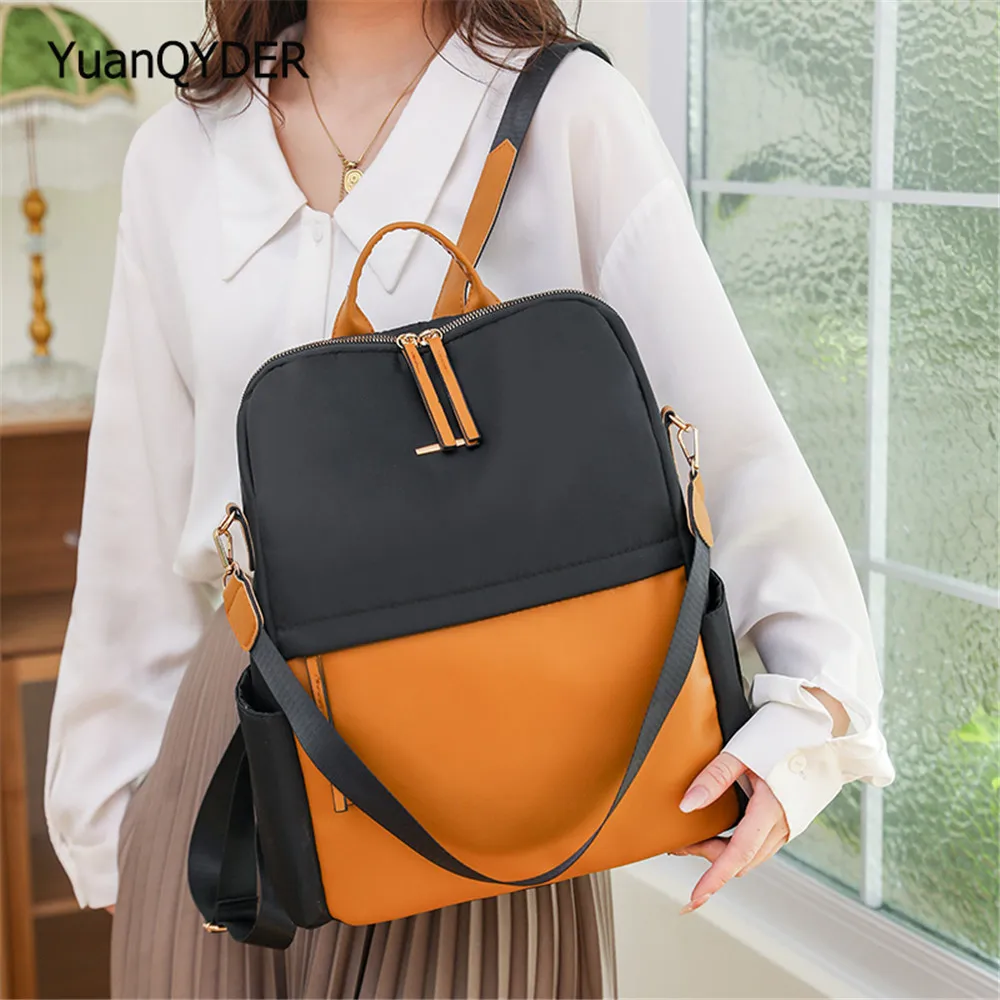 

New Designer Fashion Women Nylon Backpack Patchwork Multi-Function Large Capacity Backpack Female Ladies Shoulder Bag Girl Purse