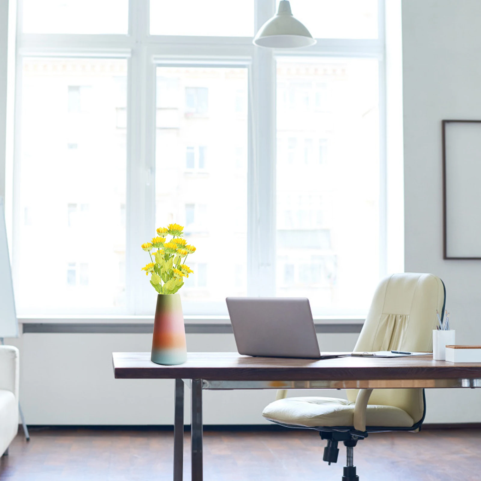 

2Pcs Artificial Sunflowers Plastic Flowers Bouquet Decoration Real Touch Simulation for Living Room Bedroom Desktop