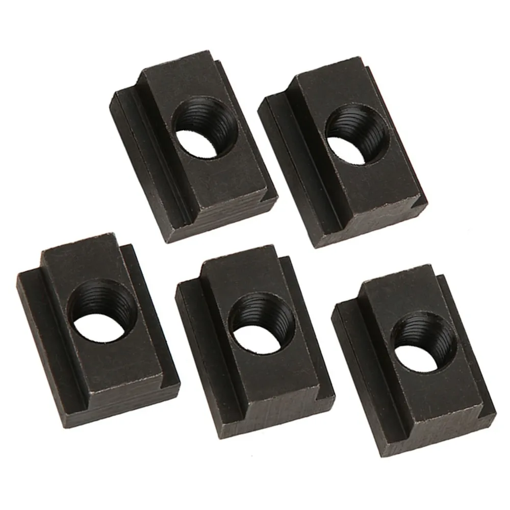 

5 Pcs M12 Threads ​T Slot Nuts​ 5 Pcs ​T-Slots​ ​T Sliding Nut Block Black Oxide Finish Machine Tool Tables