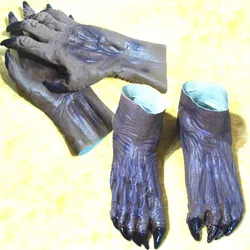 Brown Latex Scary Halloween Devil Cosplay Accessories Unisex Ghost Gloves Boots For Adults Funny Festival Party Gift One Size