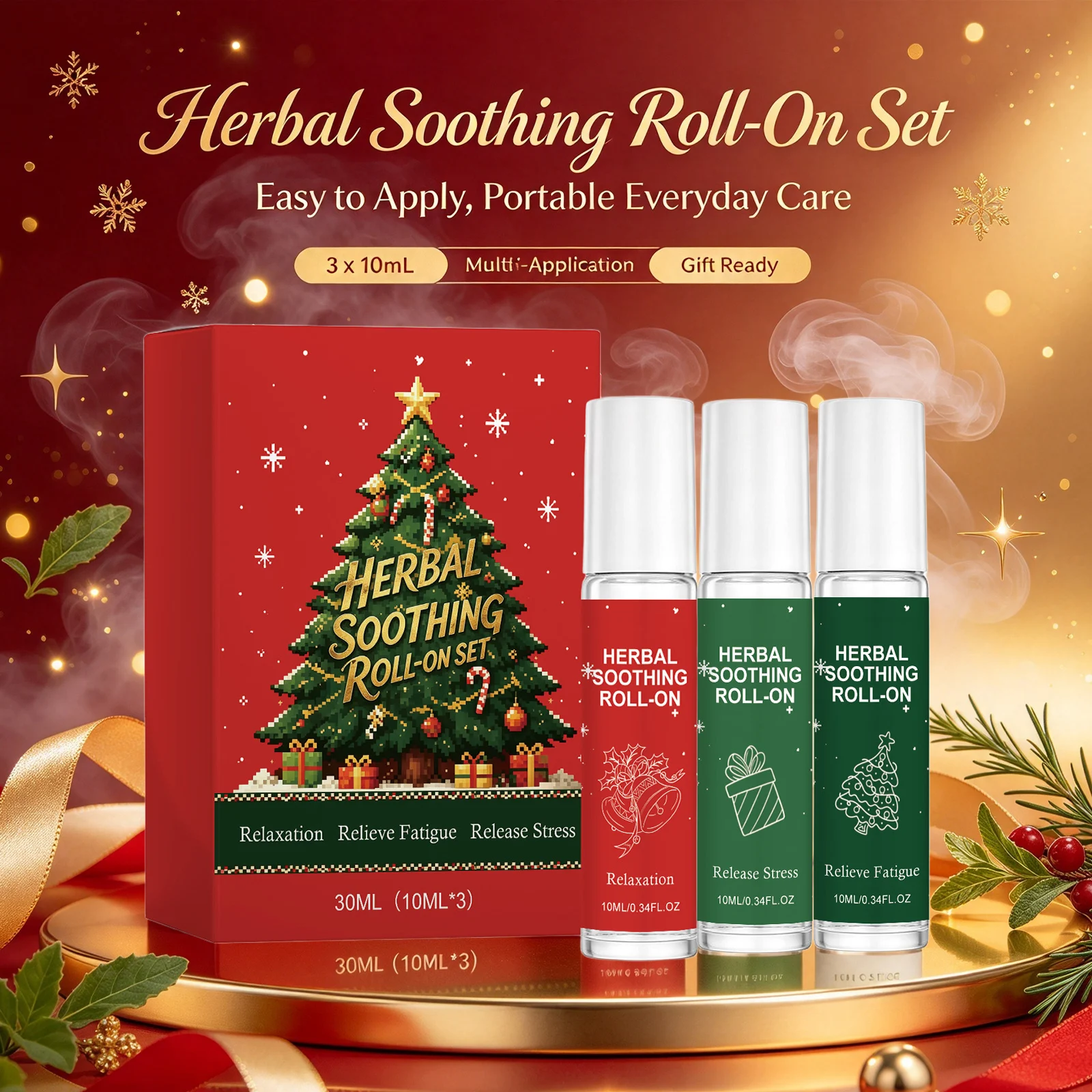 Herbal Soothing Roll Balls Relax Your Body & Mind Relieve Fatigue Relieve Stress Festival Gift Herbal Gentle Ball Christmas Set
