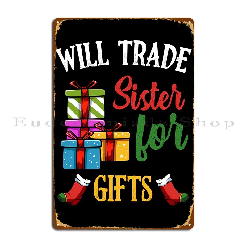 Sister Matching Christmas Metal Plaque Kitchen Character Club Retro Mural Tin Sign Poster