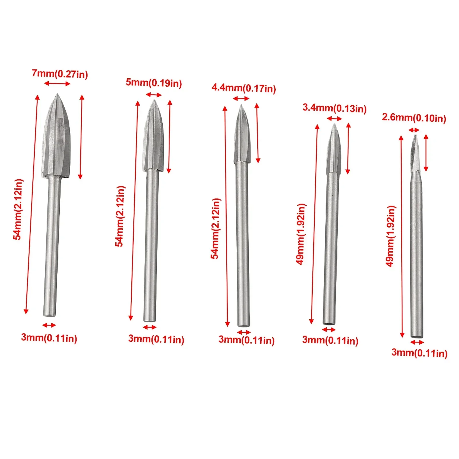 

Useful Power Tools Wood Carving Tools Engraving Drill Bit 10Pcs 2.6mm-7mm For Carving Drilling Metal Silver Color