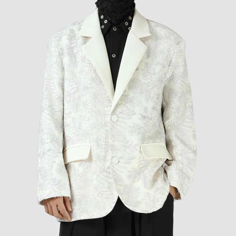 WVGA 2025 خريف جديد رجل المد ثلاثي الأبعاد التطريز العصرية المتضخم السترة المتخصصة شيك رداء غير رسمية جاكيتات Ins Y2K W14651