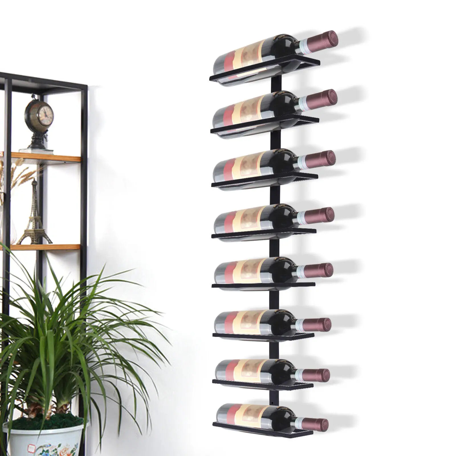 8 Bottles Wall Mounted Red Wine Rack Wine Bottle Rack Holder Storage Bar Home