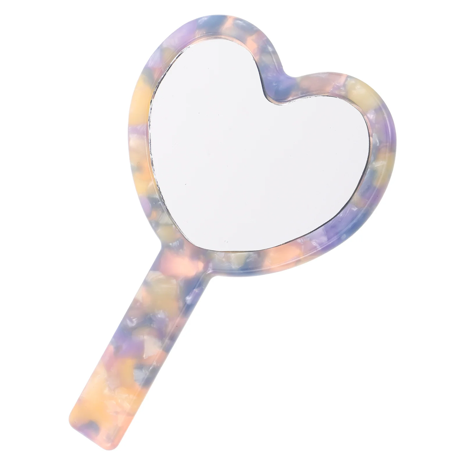 Tablero de acetato Espejo de maquillaje compacto en forma de corazón Mini espejo de viaje portátil Espejos de mano Espejos de mano