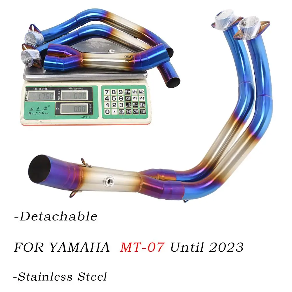 For Yamaha MT-07 Until 2023 Motorcycle Exhaust Front Link Pipe Escape Header Pipe Connect Tuber Slip On 51MM Stainless Steel