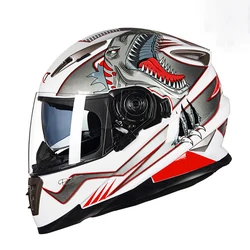 Men Women Full Face Motorcycle Helmet Dual Lens Riding Motorbike Helmet DOT Winter Safety Anti-Fog Waterproof Motocross Helmet
