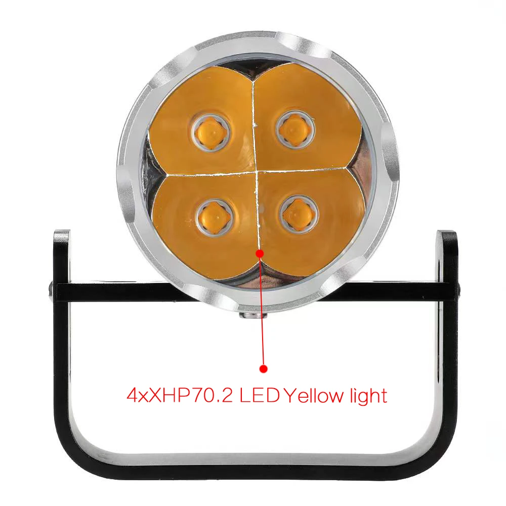 プロの水中ランプ,写真ビデオライト,LEDダイビング懐中電灯,防水戦術懐中電灯,200m, 4 x xhp70.2