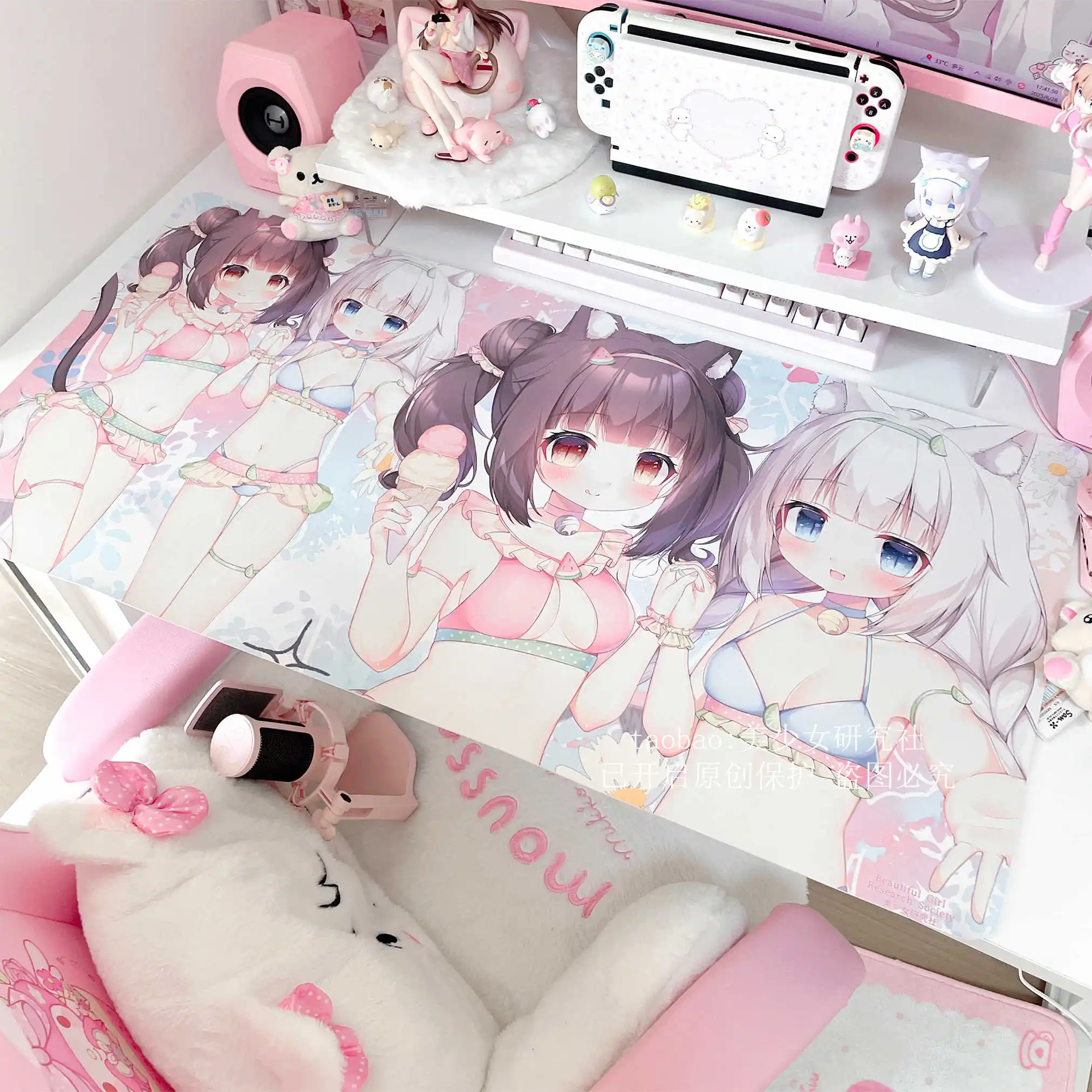 

Anime Secondary Yuan Girl Mouse Pad Ins Style PU Leather Waterproof Anti-slip Table Mat Large Office Study Compute Keyboard Pad