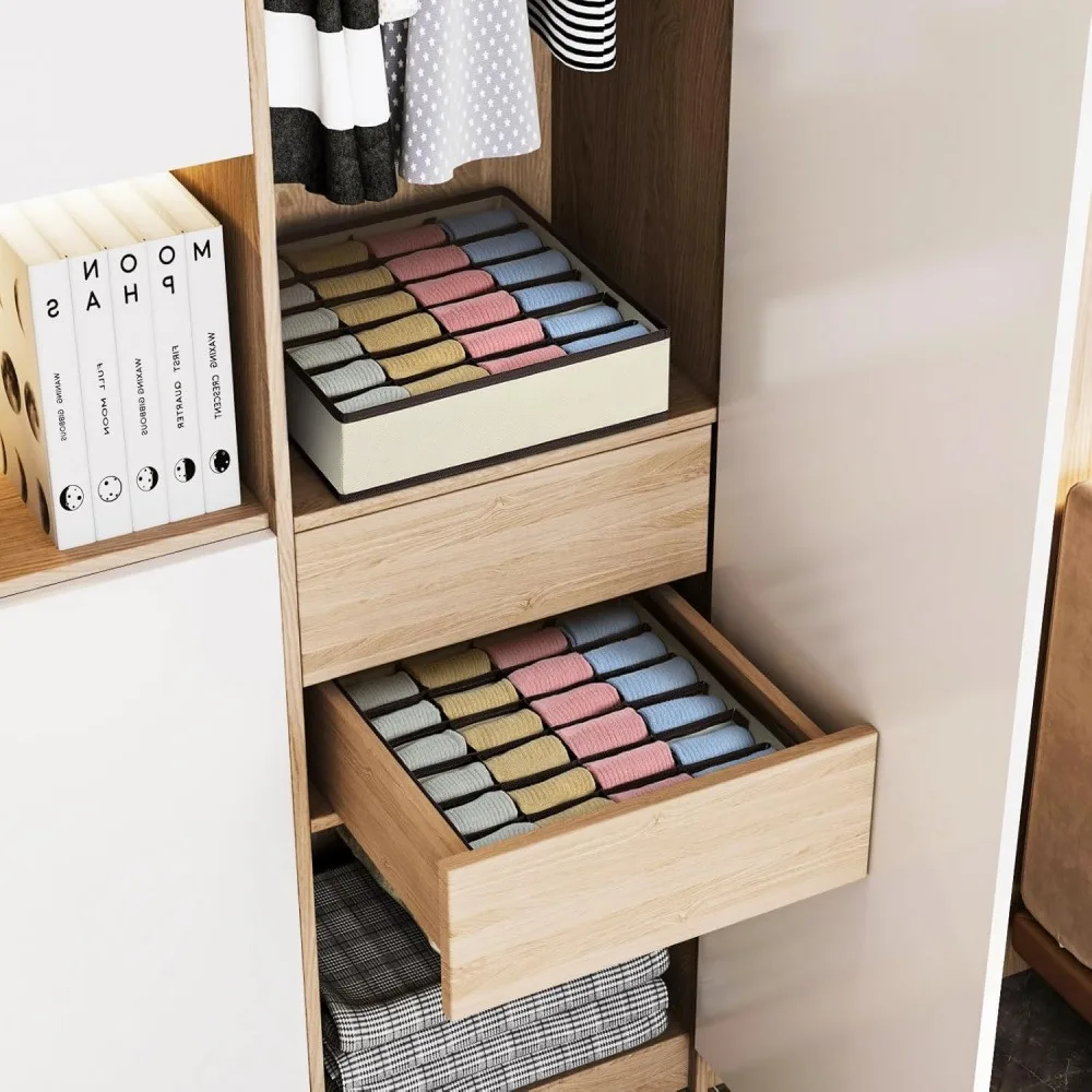 24 Grid Drawer Organizer Tray, High-Density Oxford Fabric Storage Divider Box for Socks, Underwear, Small Garments, Closet & Dorm Storage, 1 Pack