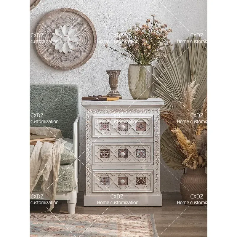 Retro Solid Wood Fir 9 Drawer Porch Cabinet Side Storage Unit Fully Assembled E1 Grade
