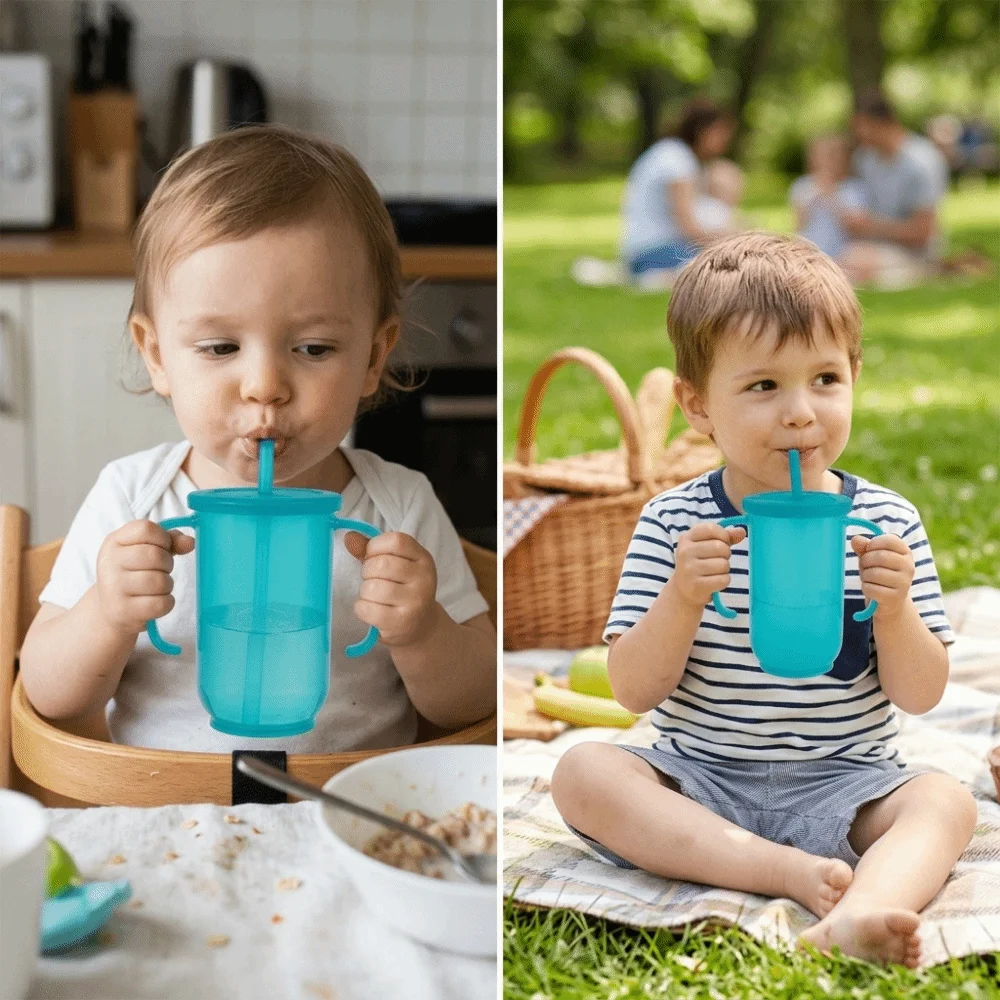 Simple Leakproof Feeding Cup with Tube Easy Grip Drinking Mug Anti Choke Dual Handles Sip Cup Elder