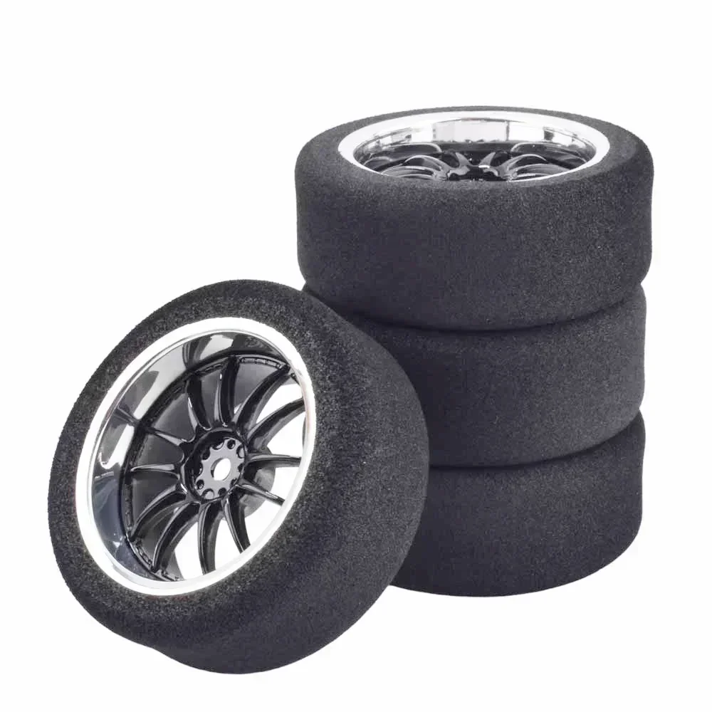 

12mm Hex RC Racing Cars Accessories 4Pcs Set Racing Foam Tire Wheel Rim Set For HSP HPI 1/10 On-road RC Car