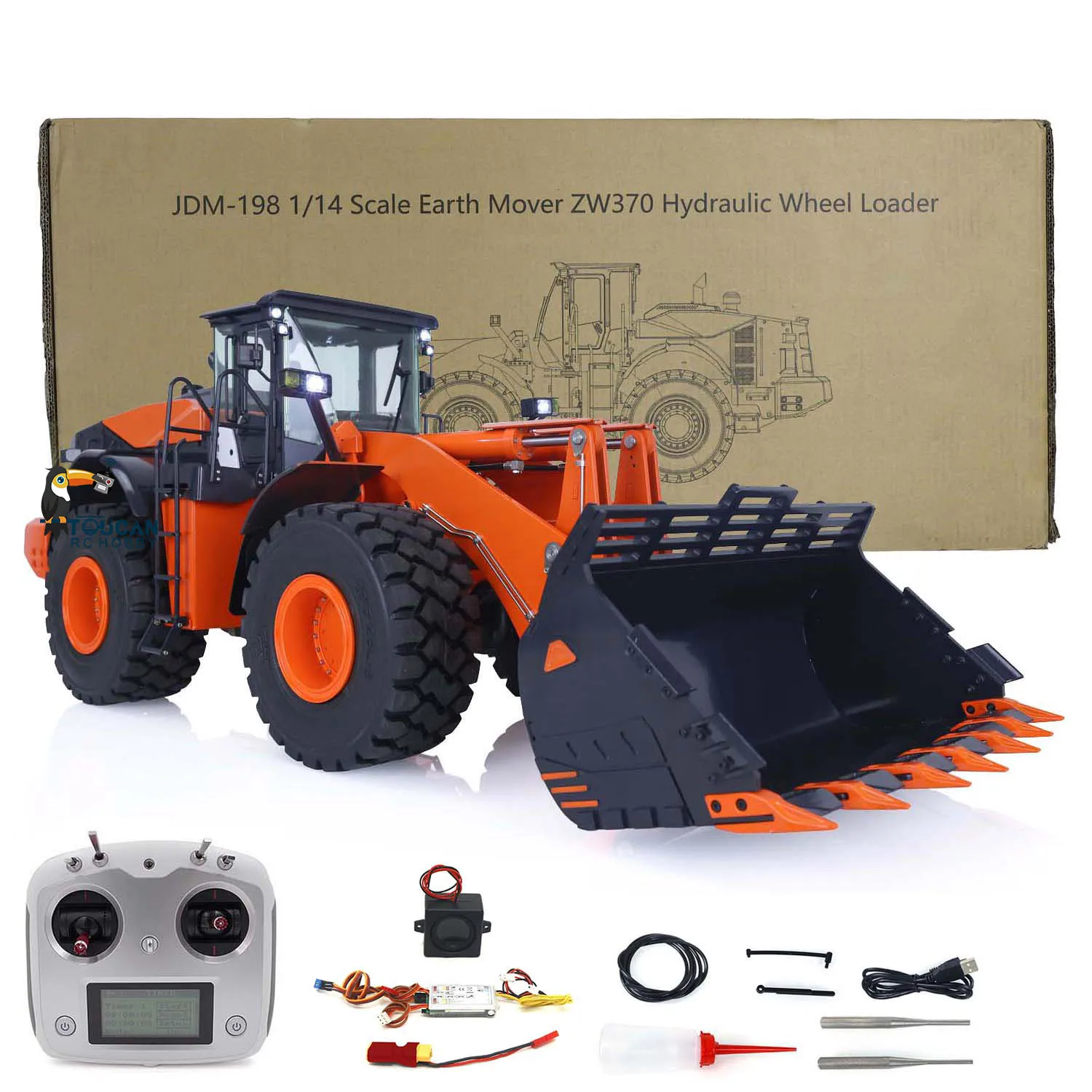 Upgraded Ver 1/14 RC Hydraulic Loader JDM 198 ZW370 Electric Construction Vehicles Models Remote Control Cars Boy Gifts TH22618