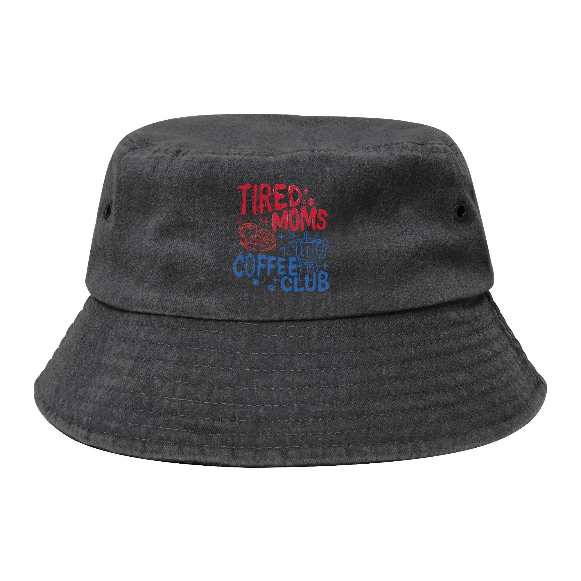Summer Beach Hatwear Tired Moms Coffee Club Bucket Hats Teen Distressed Cotton Hot Sun Hat Ispoti Hat Fishing Fisherman Caps