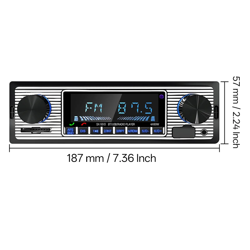 Hippcron Car Radio 1 DIN Stereo FM Bluetooth MP3 Audio Player Cellphone Handfree Digital USB/SD With In Dash Aux Input - view 6