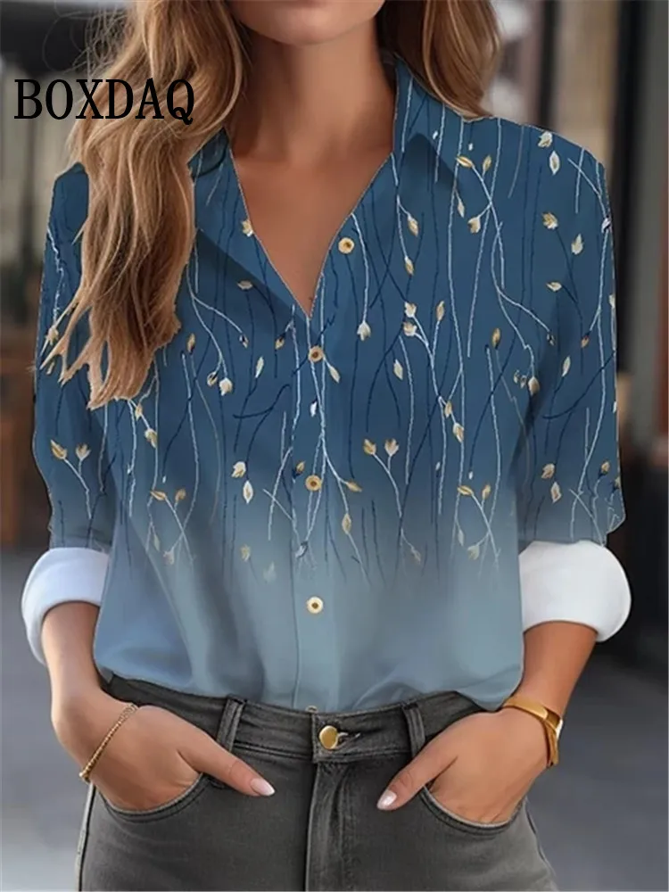 2024 Elegant Women\'s Shirt & Blouses Fashion Flower Shirt 3D Print High Quality Long Sleeve Large Size Female Clothing Blouses