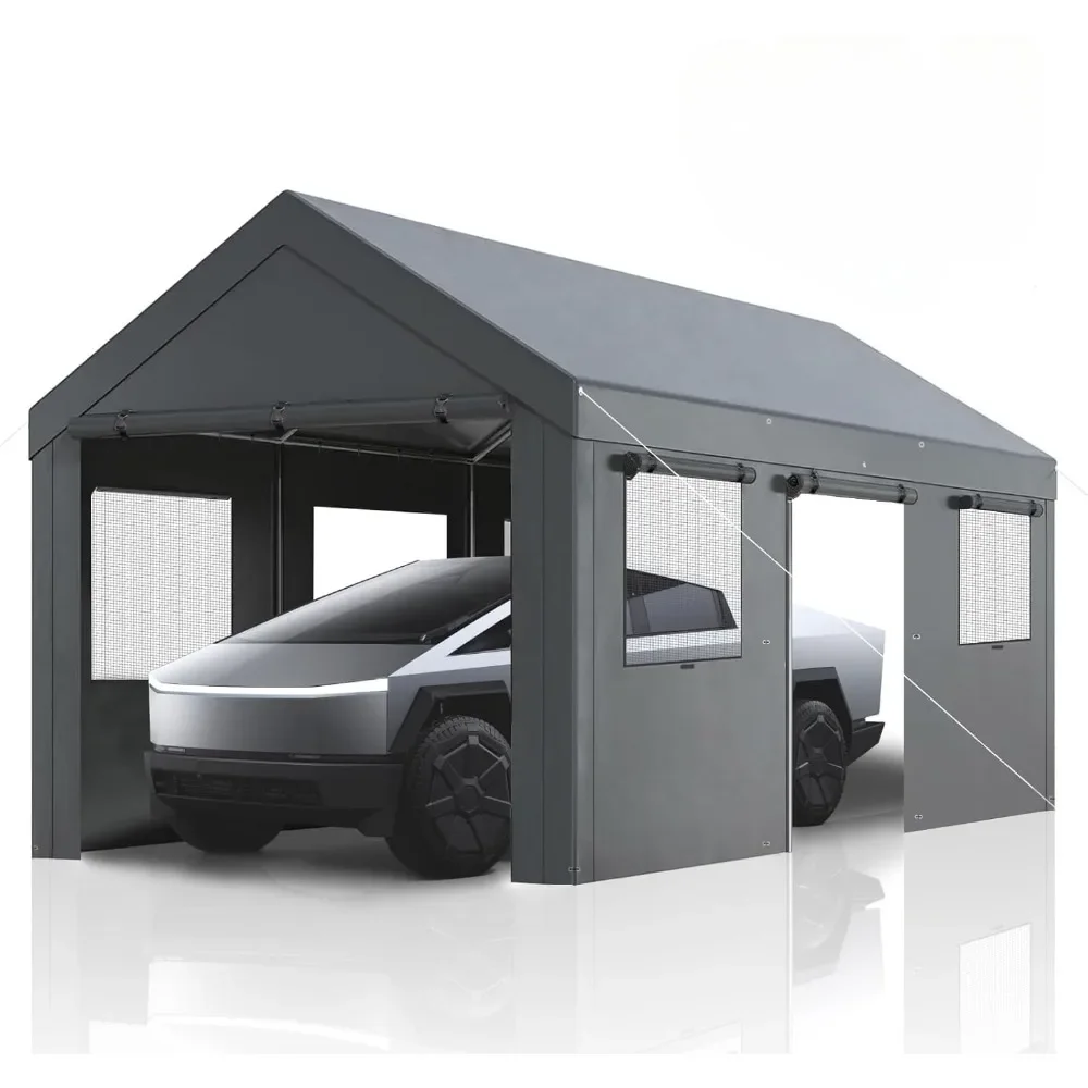 Carport 10x20ft Heavy Duty Carport Features Roll-up Windows & Doors, Portable Garage with UV Resistant Waterproof