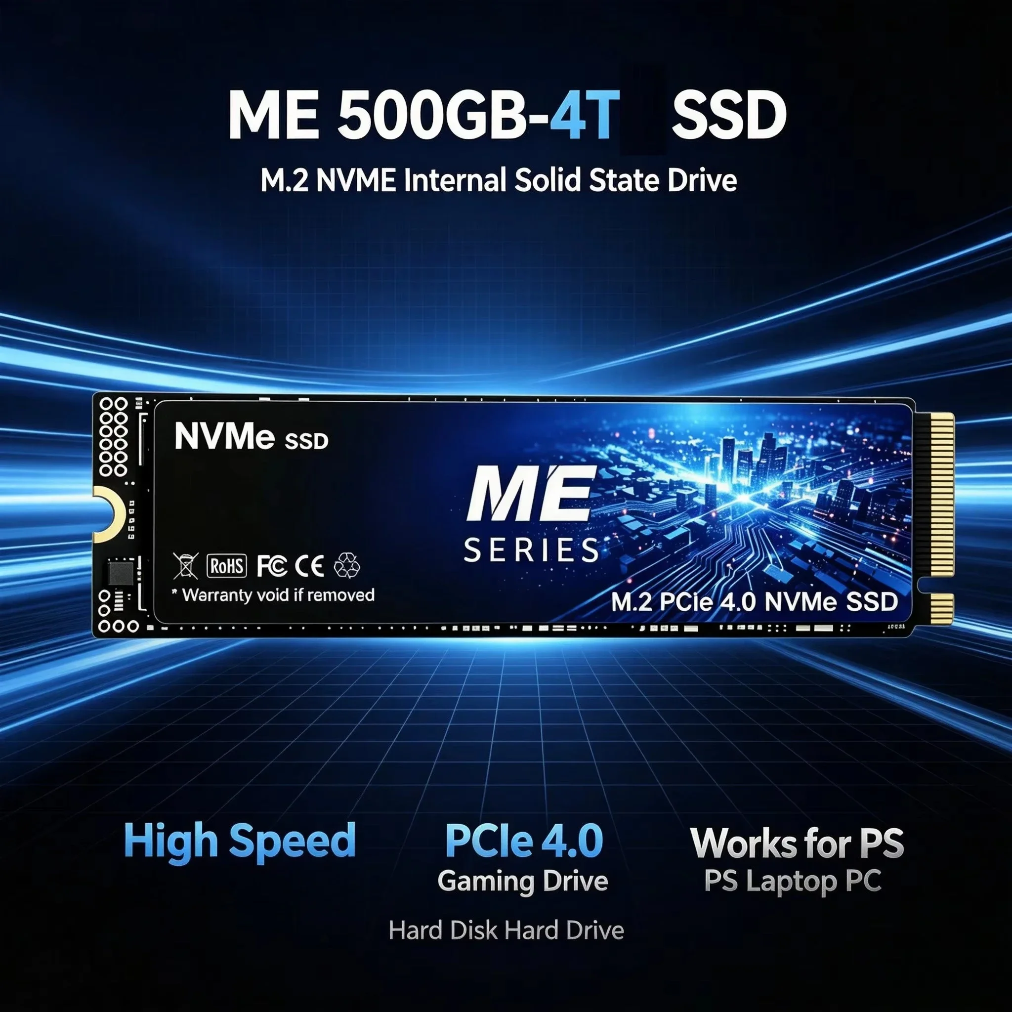ME 500GB-4TB SSD M.2 NVMe Internal Solid State Drive High Speed  PCIe 4.0 Gaming Drive Works for PS Laptop PC Hard Disk