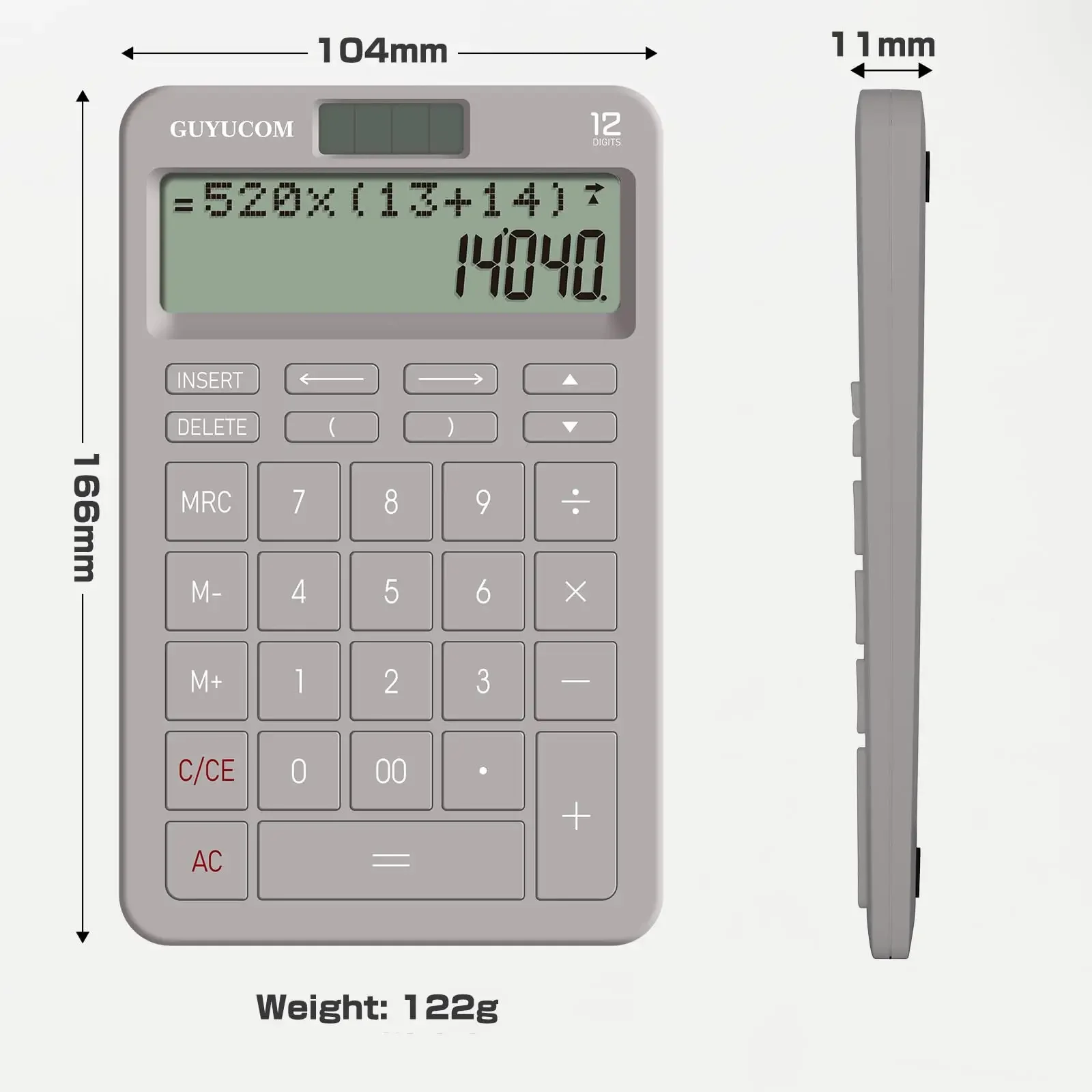 Calculator with Upgraded History Recording and Track Back Funtion 2-Lined Large Clearly LCD Display 12-Digit Big SensitiveButton