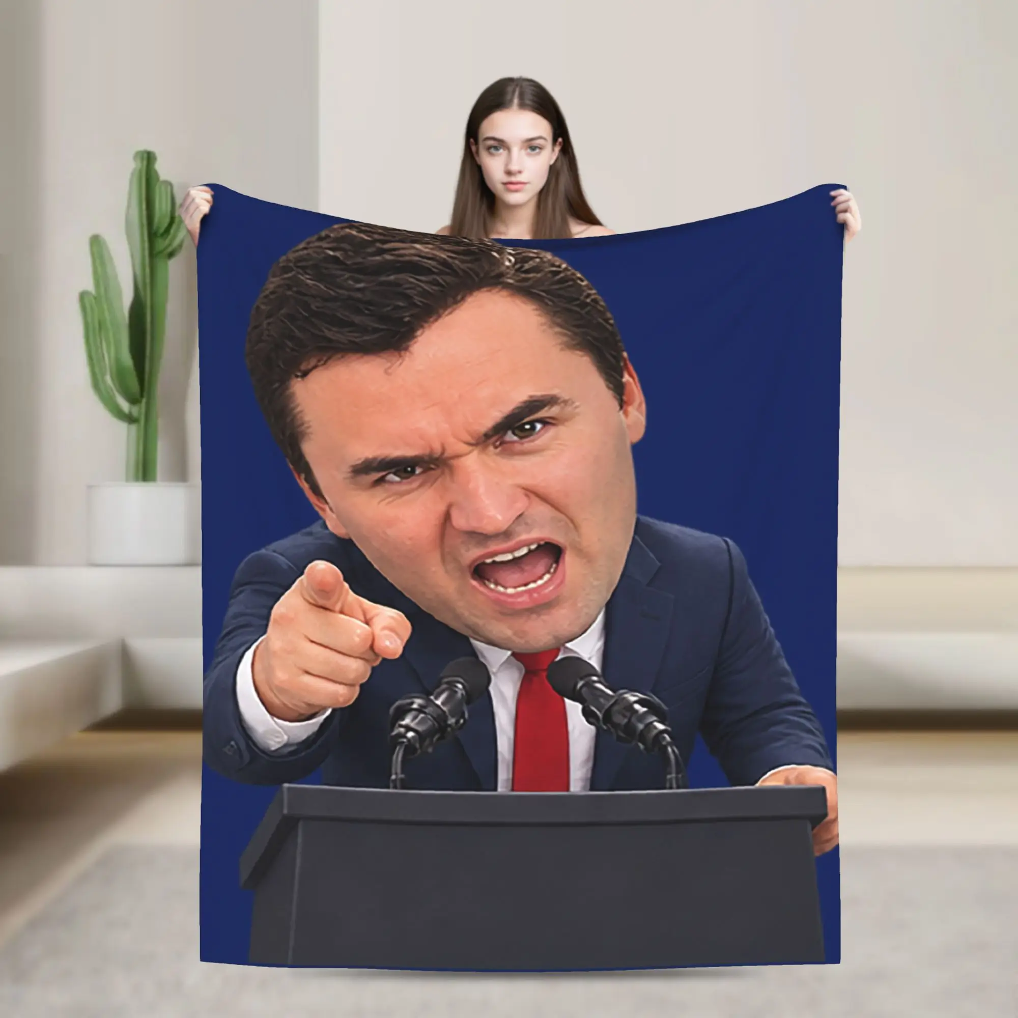 Charlie Kirk Meme Comfortable Blanket  Pattern Travel Throw Blanket Couch Bed Flannel Bedspread Sofa Bed Cover