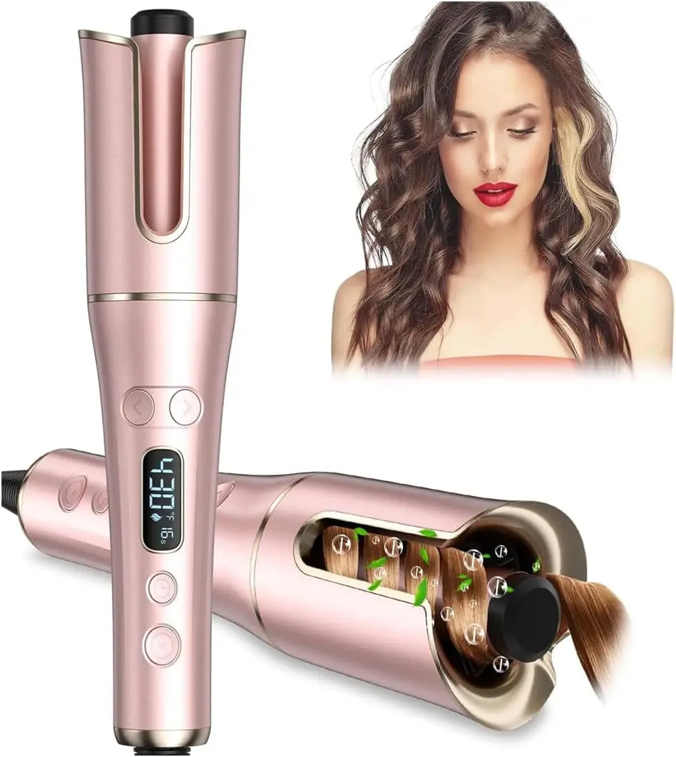 

Automatic Hair Curler with 4 Temp Settings, 3 Timers & LCD Display, Large Rotating Barrel for Effortless Styling