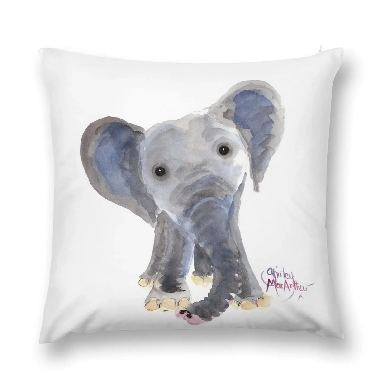 

Nosey Elephant ' Nosey Nelson ' by Shirley MacArthur Throw Pillow Christmas Pillows bed pillows Room decorating items pillow