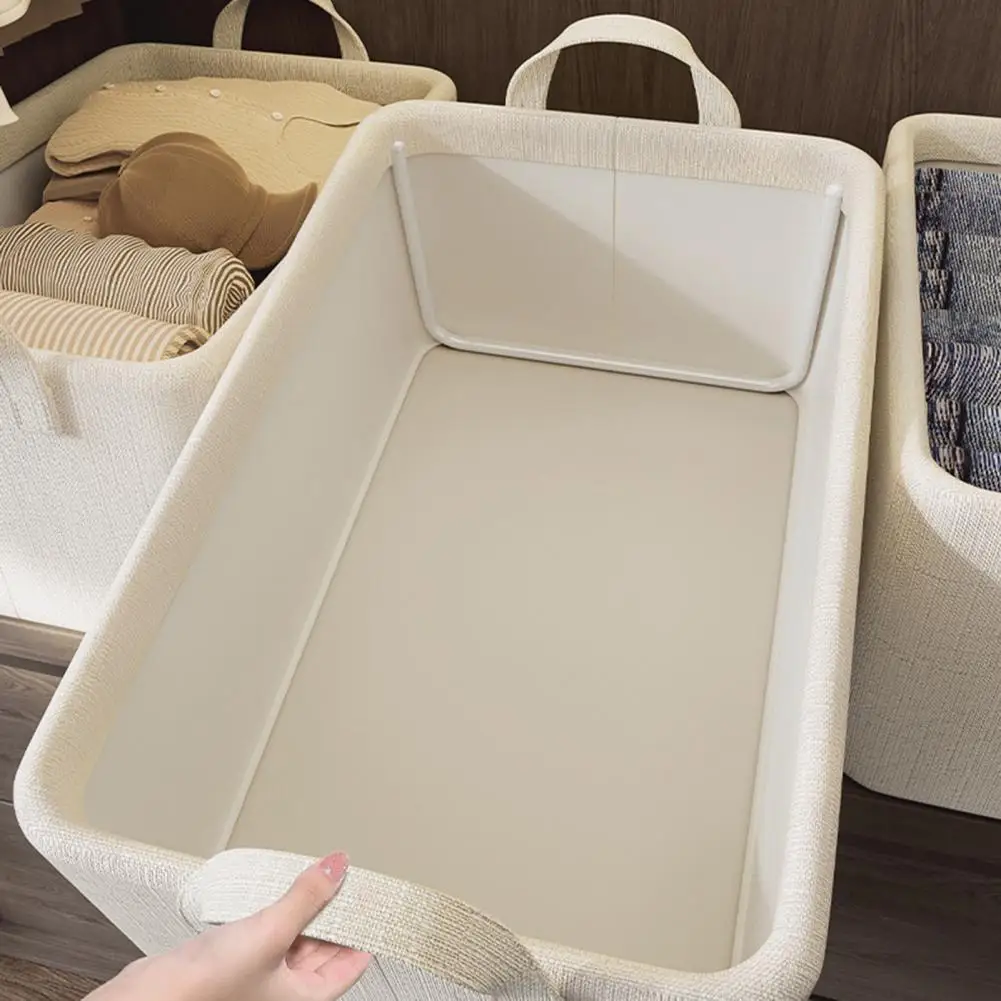 

Compact Foldable Clothes Hamper Bamboo Cotton Storage Box with Reinforced Handles Foldable Moisture-proof Closet for Clothes