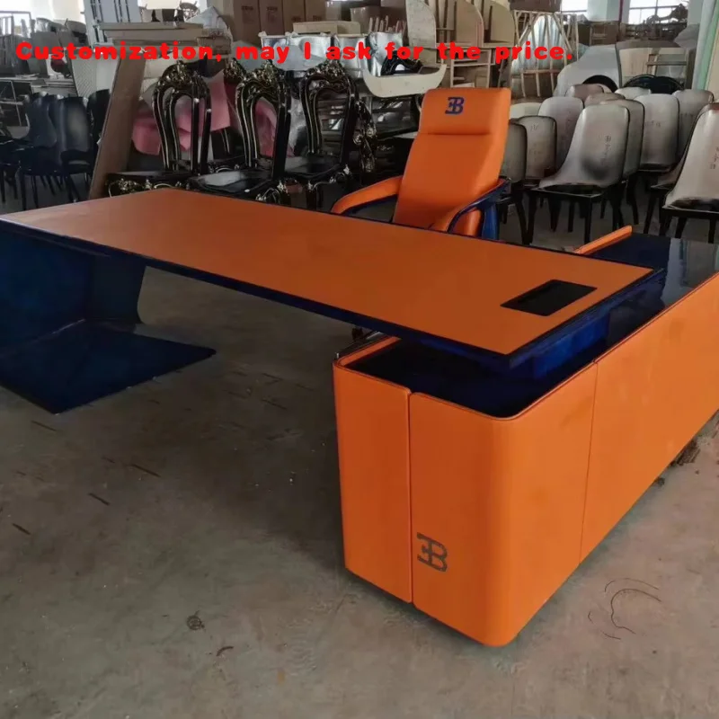 

на заказ. Роскошный офисный стол для руководителей от большого современного дизайна, мебель для домашнего офиса, прочный материал деревянной панели