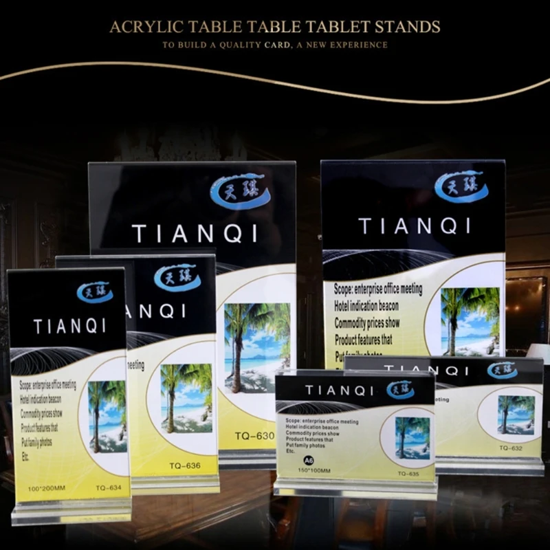 5 Pcs Acrylic Sign Holder Table Sign Display Holder Clear Sign Display Holder