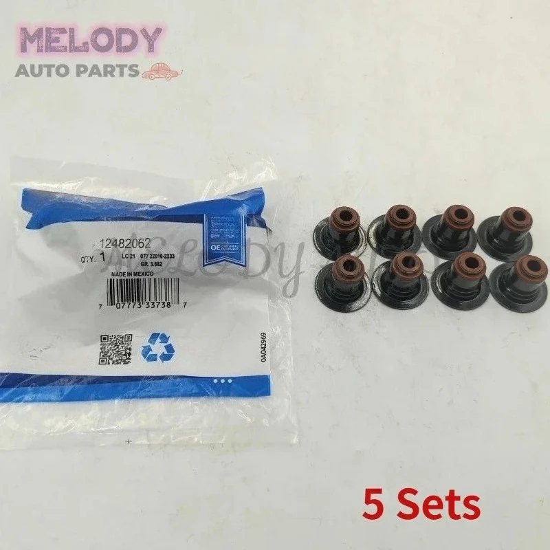 

5 комплектов 12482062 Комплект сальника штока выпускного клапана, 8 шт./компл., для Buick LaCrosse Lucerne Chevrolet Camaro Malibu