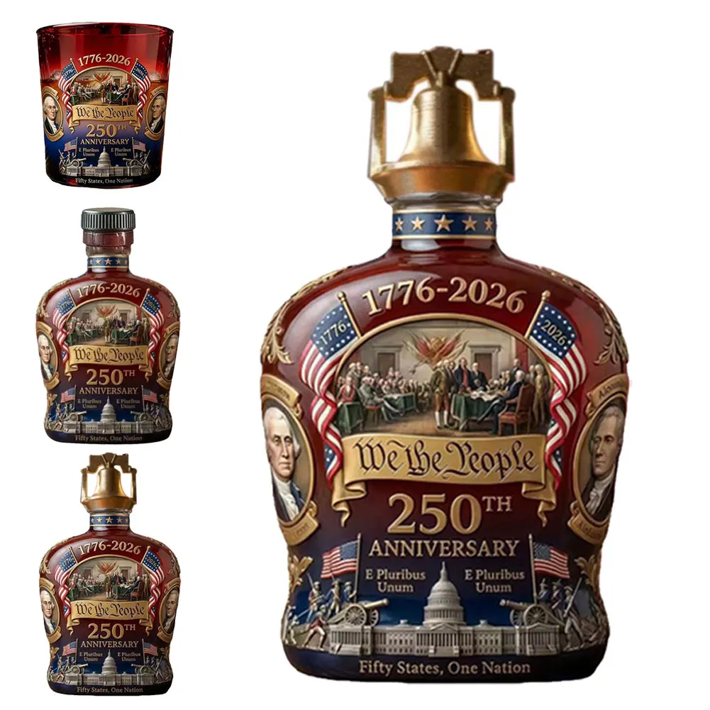 Decantador de whisky, decantador del 250 aniversario de We The People, regalos patrióticos de cumpleaños para hombres y papás, regalos de licor, whisky escocés y bourbon