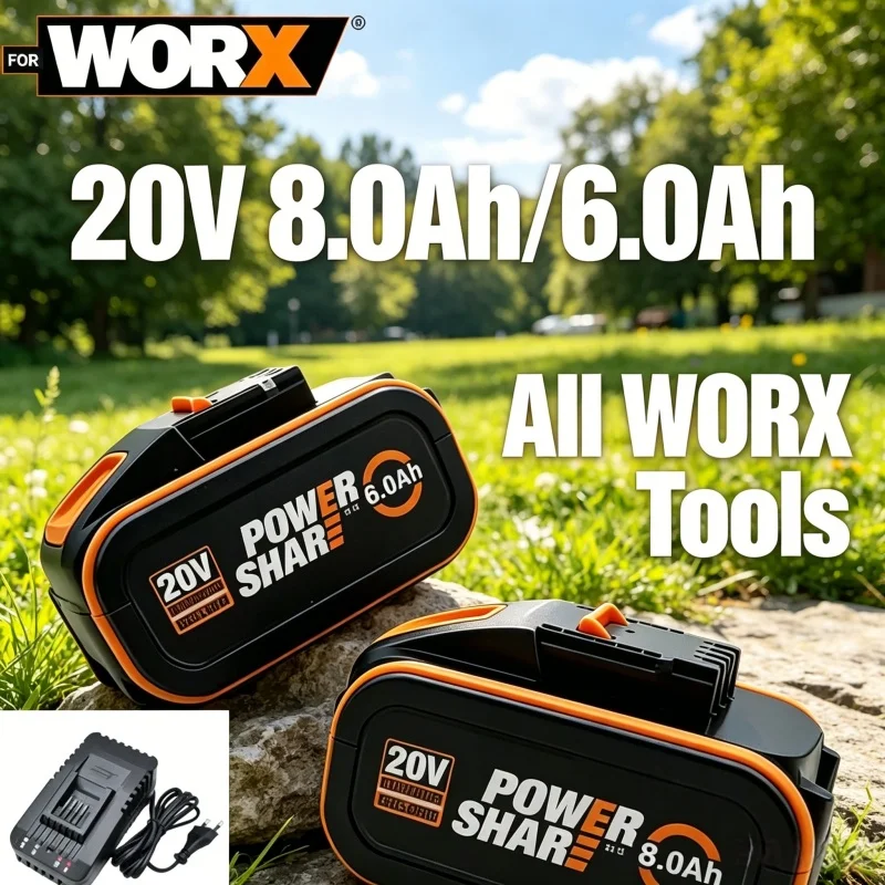 WORX Original 20V 8000mAh Battery WA3014 WA3551 WG630 WG629 WX372 WX390 WX394 WX550 WX523 WX802 WX858 WX900 Power Tool Battery