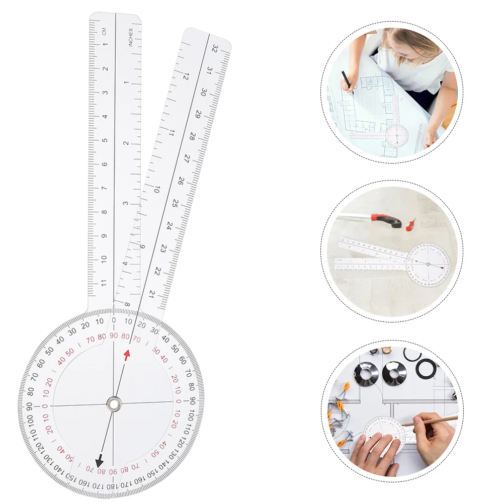 2 Pcs Gauge Angle Ruler Clear Protractor Portable Transparent Plastic Tape Measures