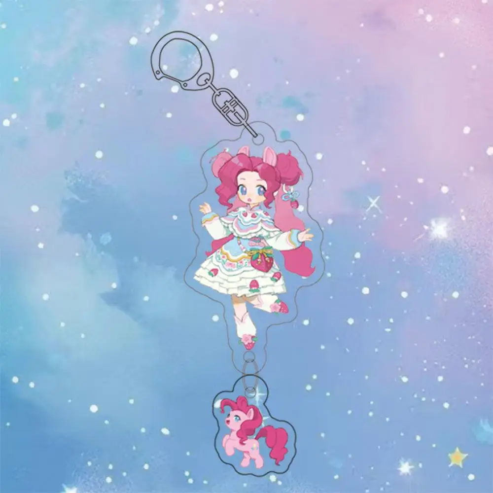 Kawaii Key Chain My Little Pony Pinkie Pie Twilight Sparkle Fluttershy Rainbow Dash Rarity Applejack Acrylic Keychain Pendant