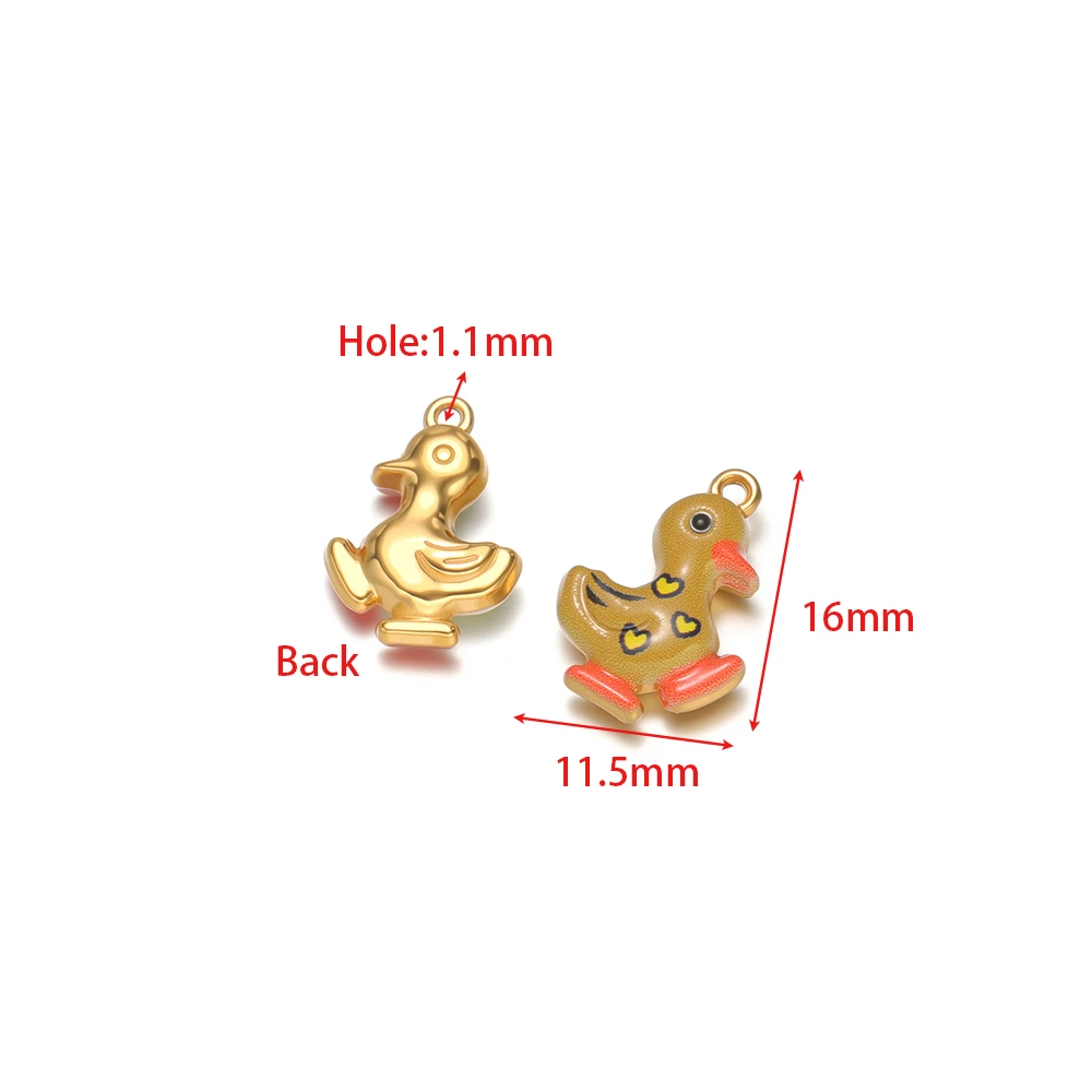 4pcs Stainless Steel Colorful Enamel Duck Pendants Animal Charms for Kids Earrings Bracelet Making DIY Necklace Jewelry Supplies