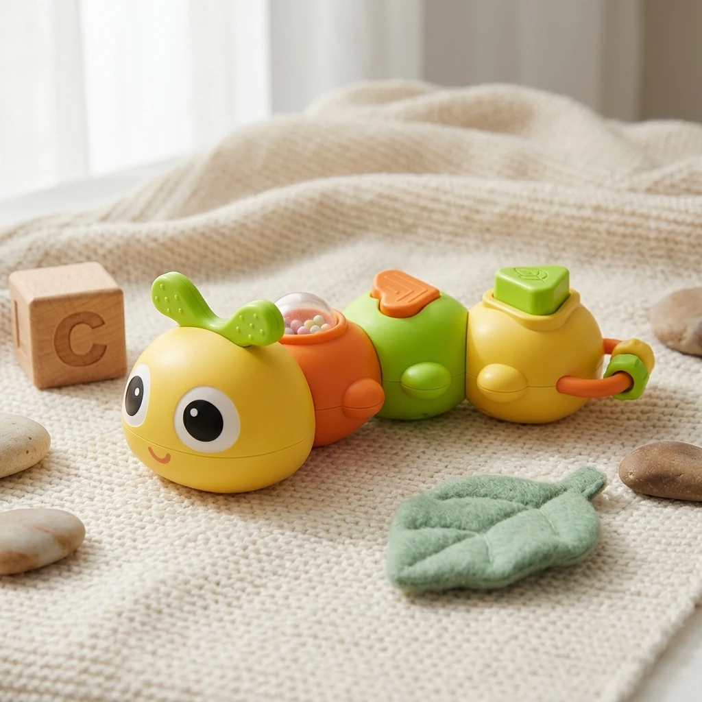 Best-Selling Multi-Jointed Rotating Caterpillar Sensory Toy for Ages 3 and Above, Fine Motor Training Toy for Toddlers, Multifunctional Interactive Hand-Twisting Teething Toy, Indoor Floor Play Toy, Portable Travel Toy, Parent-Child Interactive Game, Baby Soothing Toy, Montessori Enlightenment, Birthday Gift, Safe and Non-Toxic Abs Plastic, Lightweight and Compact, Durable and Resistant to Falls, Portable Mini Size, Odor-Free