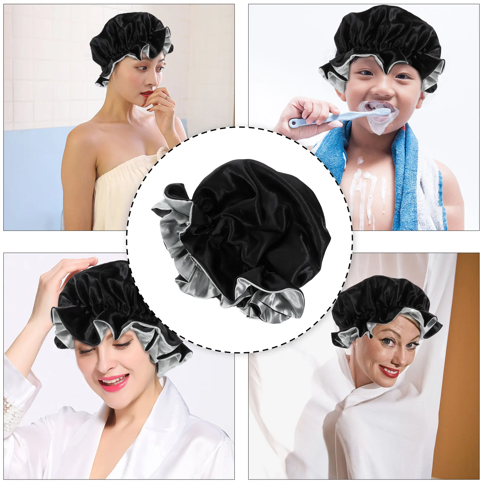 

Double Layer Bonnet Elastic Sleeping Hat Women Adjustable Skin-Friendly Breathable Headscarf Cap For Makeup Bathing