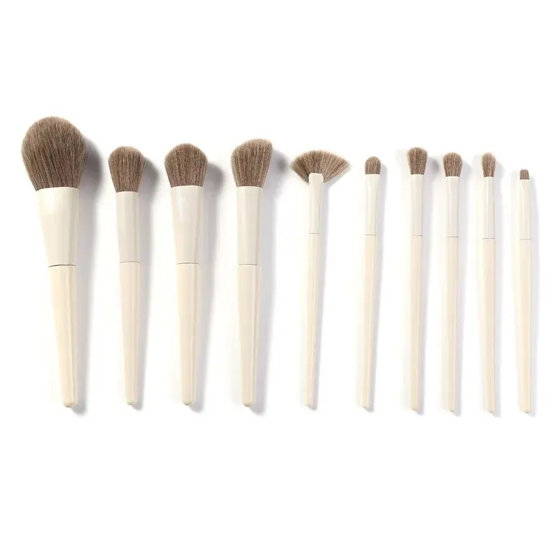 10 pçs pincel de maquiagem, fácil de configurar fundação blush sombra escova sobrancelha escova contorno lábio rosto maquiagem escova ferramentas de beleza