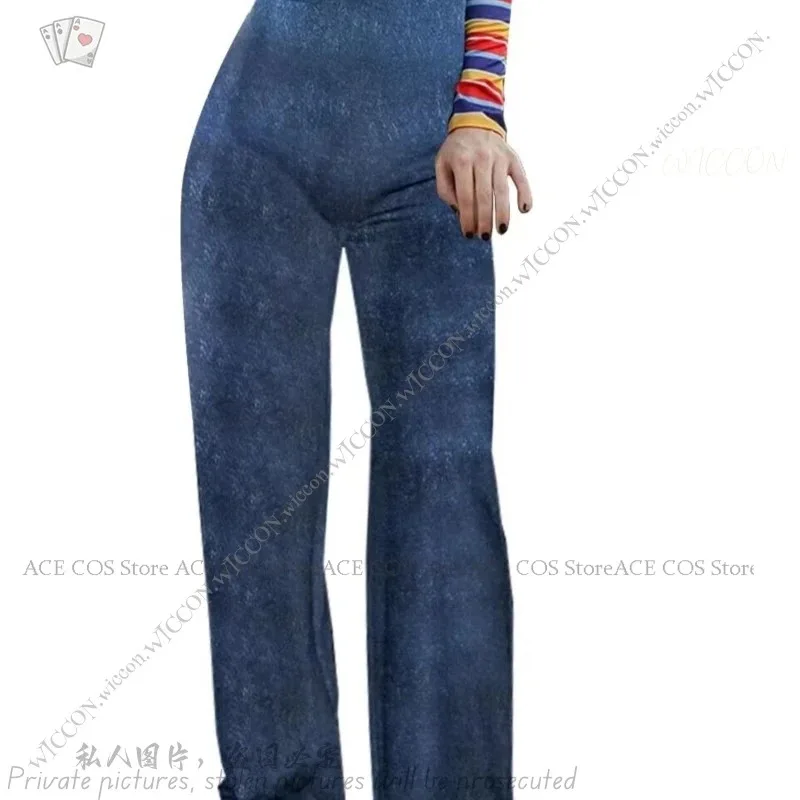 

Scary Nightmare Halloween Costumes for Women Killer Wanna Play Movie Character Bodysuit Chucky Costume Set Halloween Party XZXV4