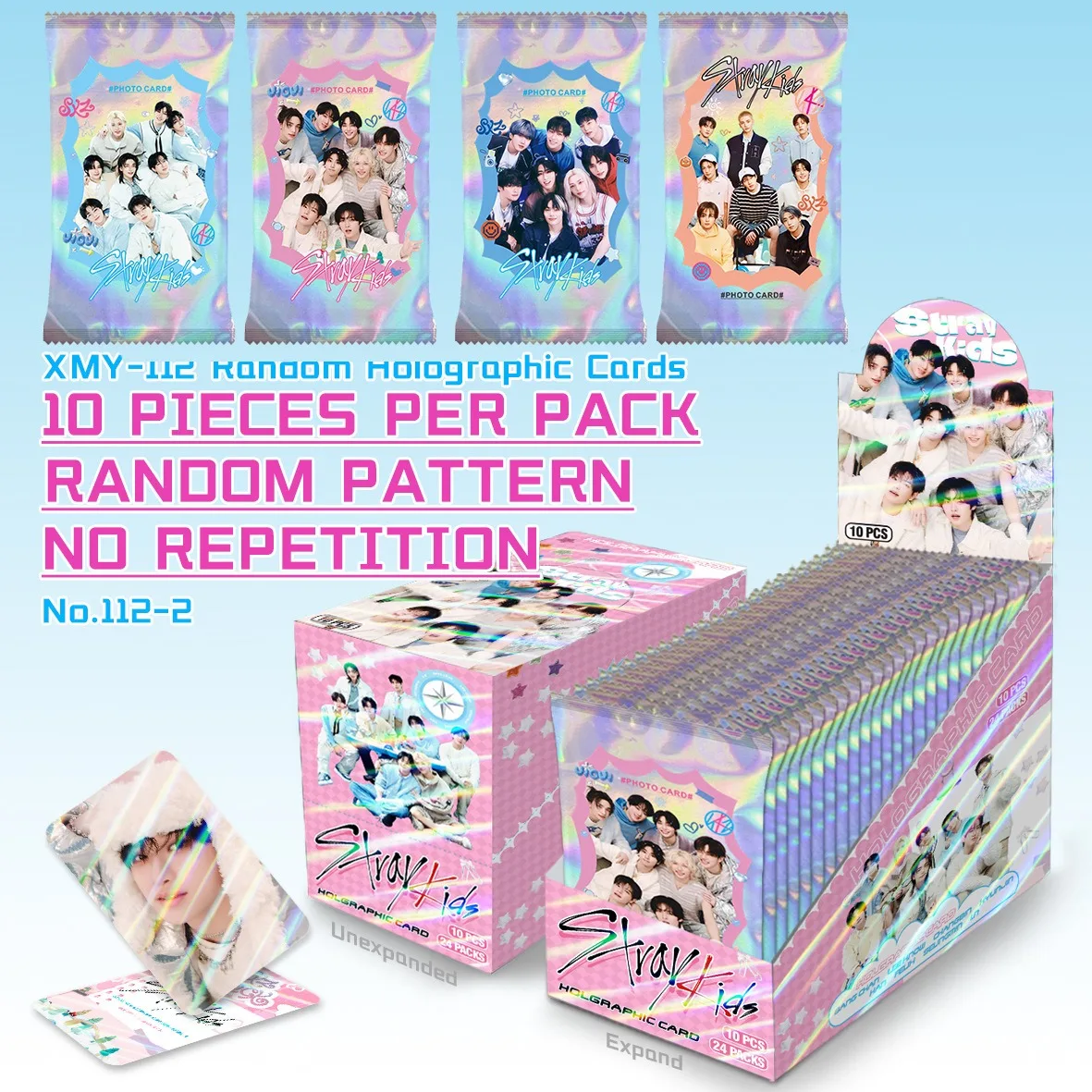 10 cartes/paquet STRAYKIDS collection laser carte commémorative boîte aveugle sac aveugle SKZOO laser sac en plastique carte de collection d'étoiles