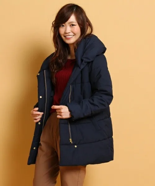 

Winter New Women's High Collar Mid-Length Cotton Jaet Thiened Long Sve Commute Sle Faionable Ladies' Cotton Coat