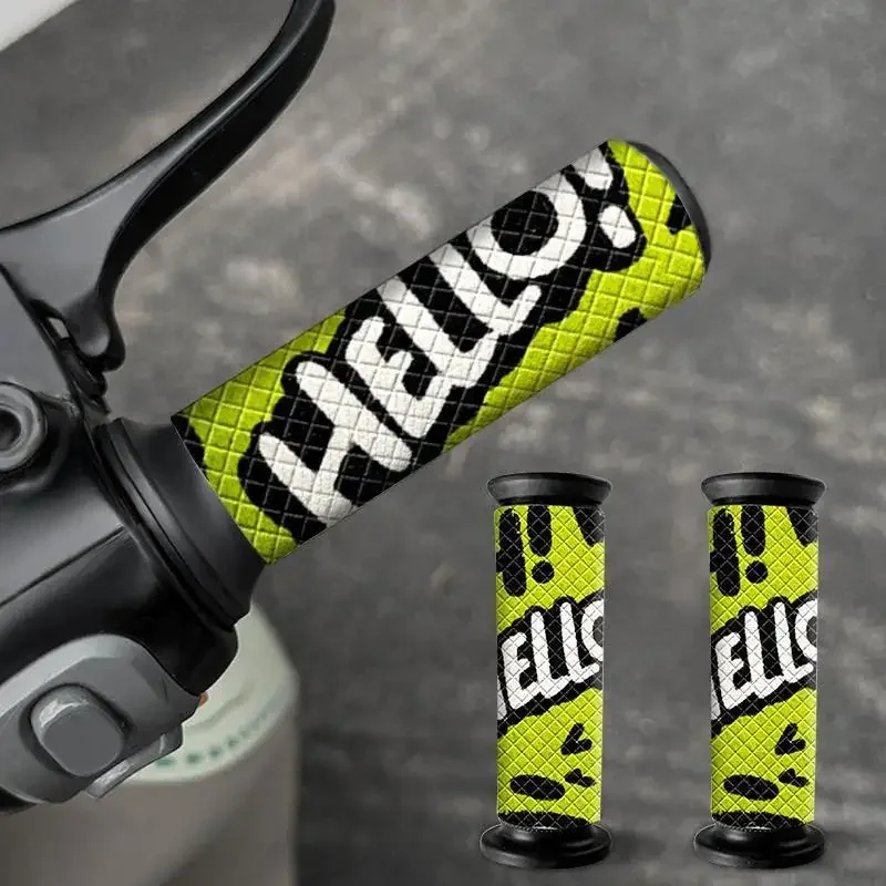 2Pcs 2D Flat Hello Graffiti Handlebar Vinyl Stickers, Waterproof Anti-Slip Decal for Moto Bike Scooter Decor, Holiday Gift