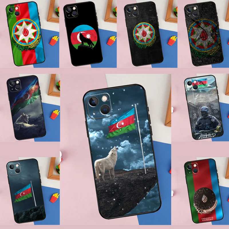 Azerbaijan Flag Case For iPhone 11 12 13 14 15 16 Pro Max Mini XS XR X Plus Soft Protection Cover