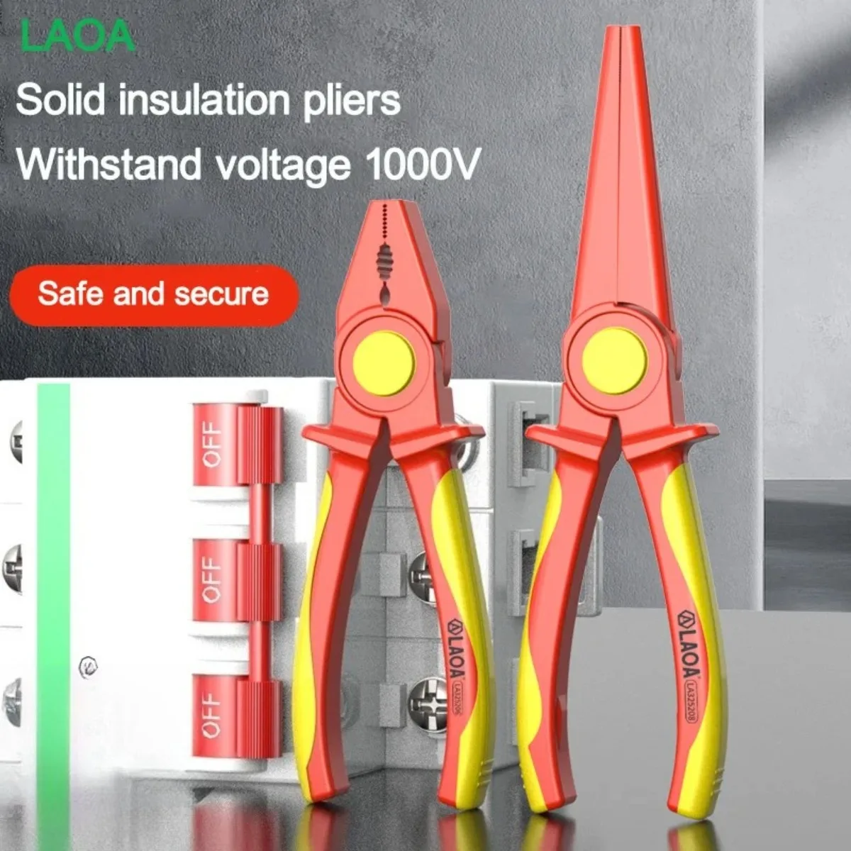 LAOA – pince en plastique isolée solide, 1000V, haute tension, poignée antidérapante, fil isolé, pince à nez aiguille
