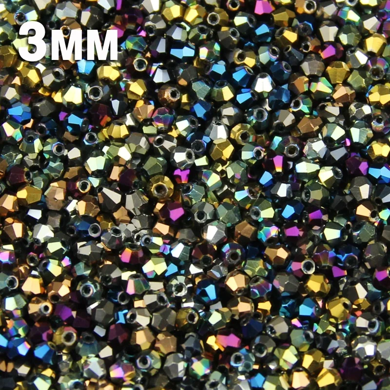 3mm 200pcs AAA Bicone Austrian crystals loose beads ball supply surface color plating bracelet necklace Jewelry Making DIY