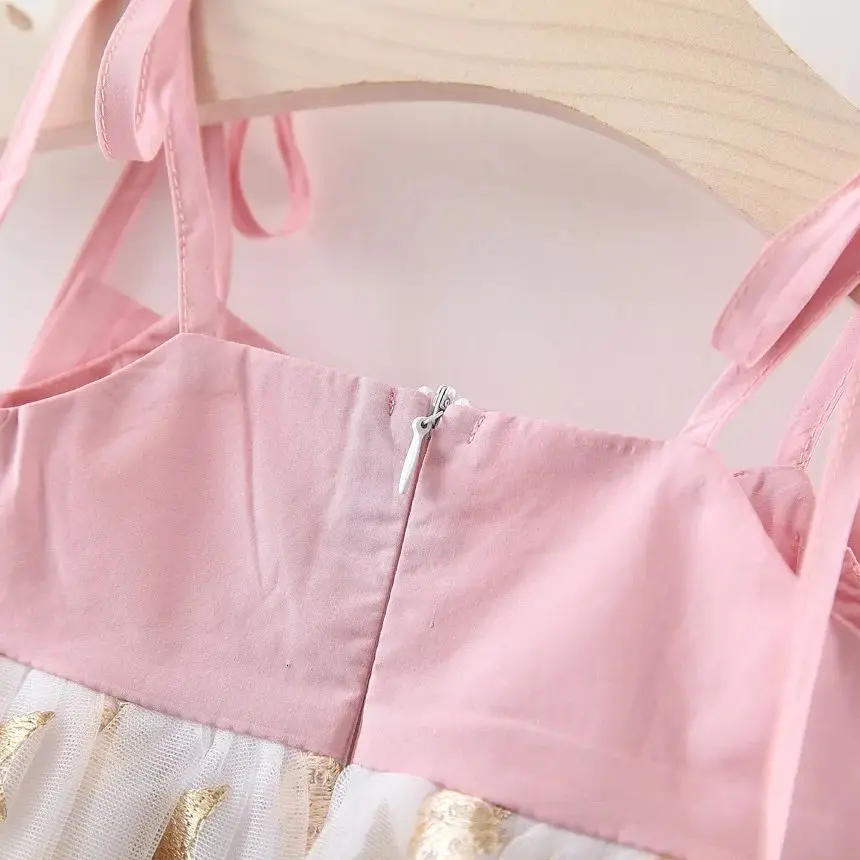 New Summer Dress For Girls With Suspender Star Flower Mesh Puffy Skirt Baby Girl Princess Skirt Suitable For Ages 0-3