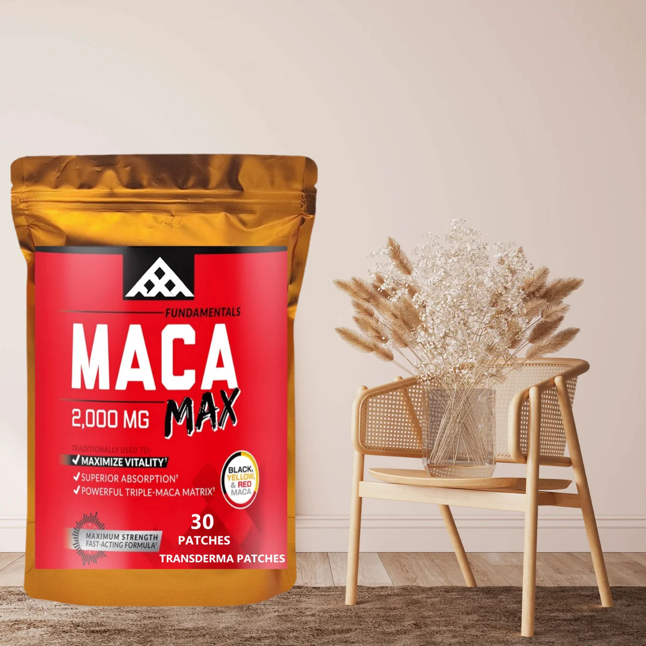 30 Patches Maca Root Transdermal Patches With Black + Red + Yellow Peruvian Maca Root Extract For Men And Women