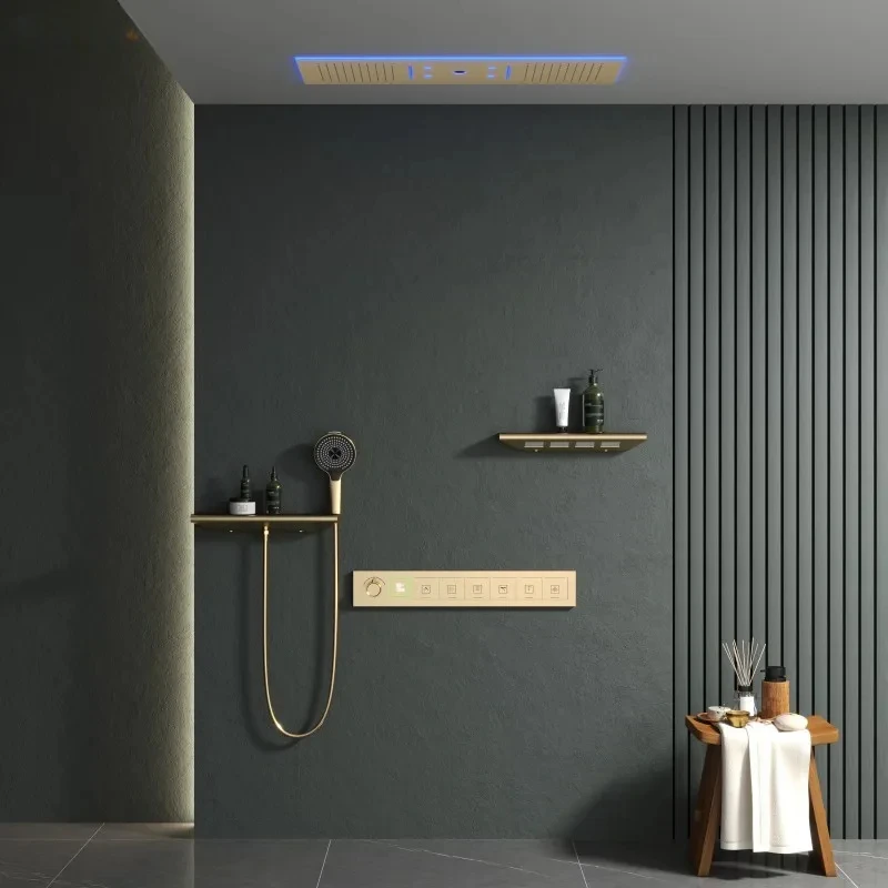 Luxury Led Wall Shower Thermostatic Bath Tap Luxury Wall Shower Concealed Constant  Shower Set Embedded Thermostatic  Set